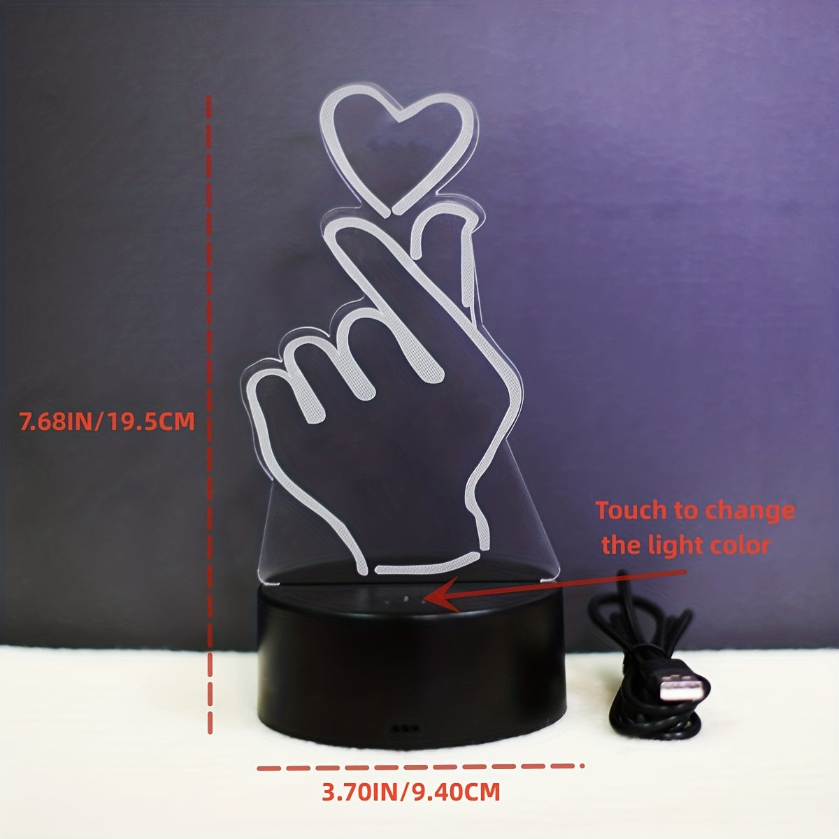 IllumiHeart - Lampada Notturna LED a 7 Colori con Controllo Touch