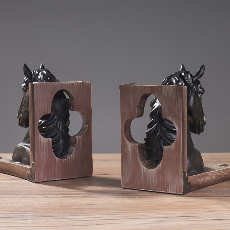 HorseHead - Suportes de Livros em Madeira com Cabeça de Cavalo para Decoração Moderna
