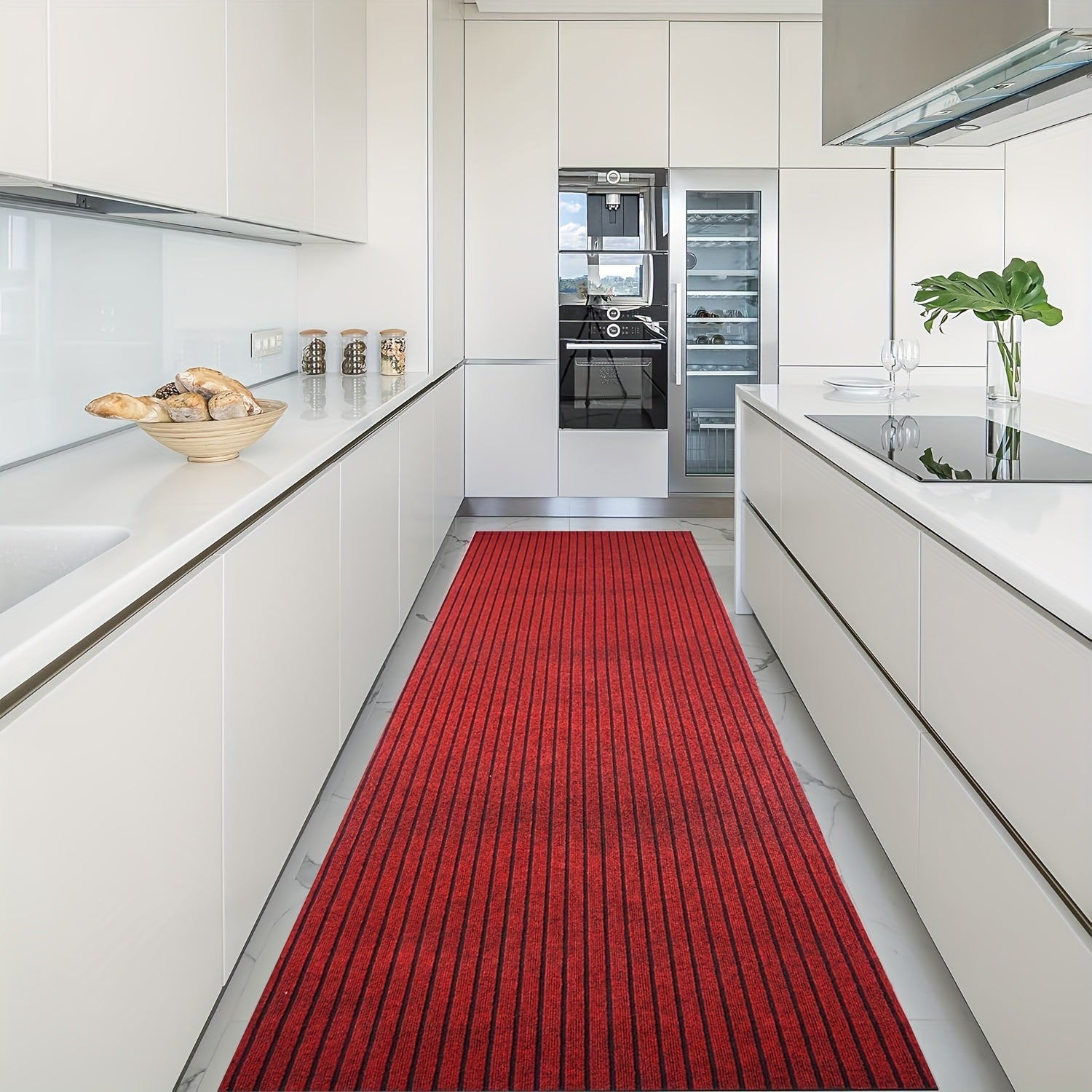 Passatoia Antiscivolo a Righe - Poliestere Lavabile con Filo di Gel e Fondo in Gomma per Interni/Esterni, Perfetta per Ingressi, Cucine e Balconi