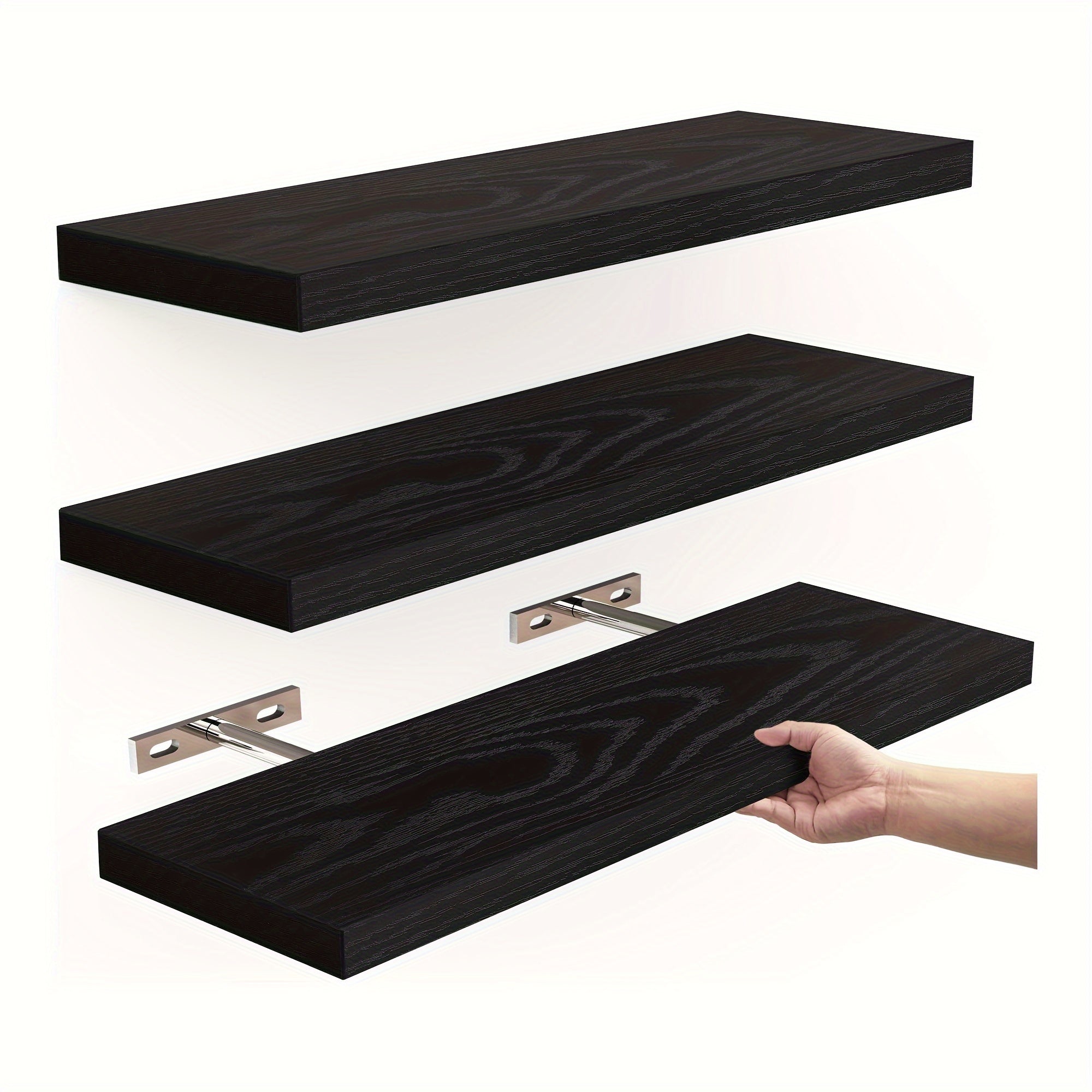 VintageShelf - Set of 3 Floating Wooden Shelves - Rustic Storage Racks