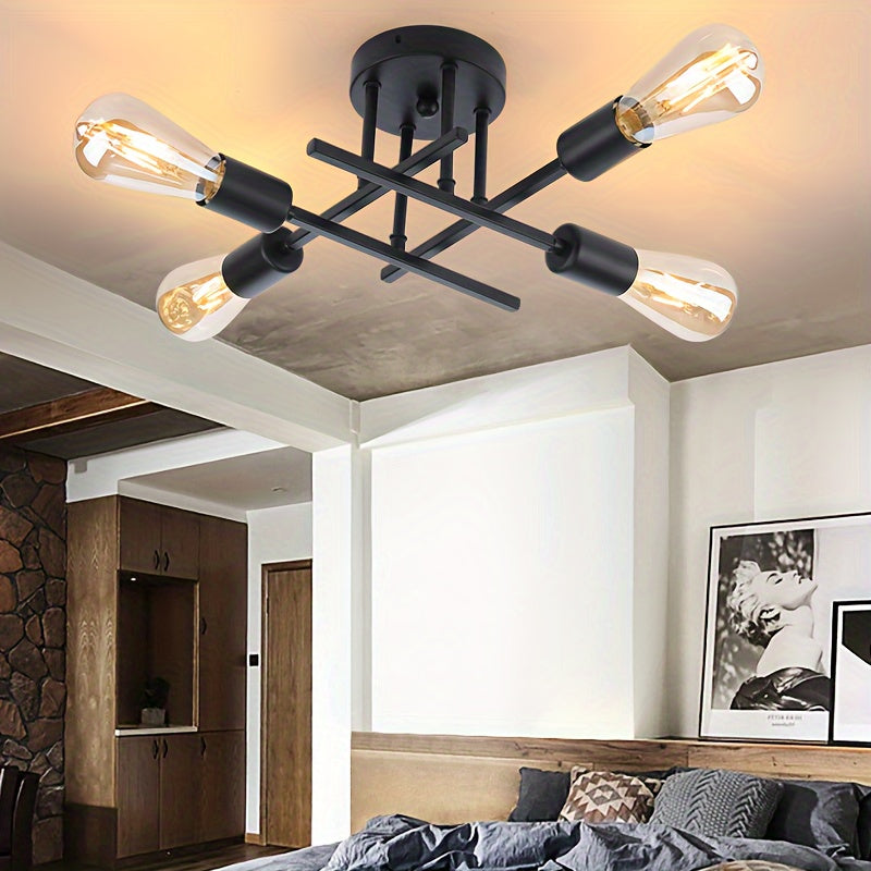 SatelliteLight - Candeeiro de Teto Moderno em Ferro Preto com Estilo Industrial