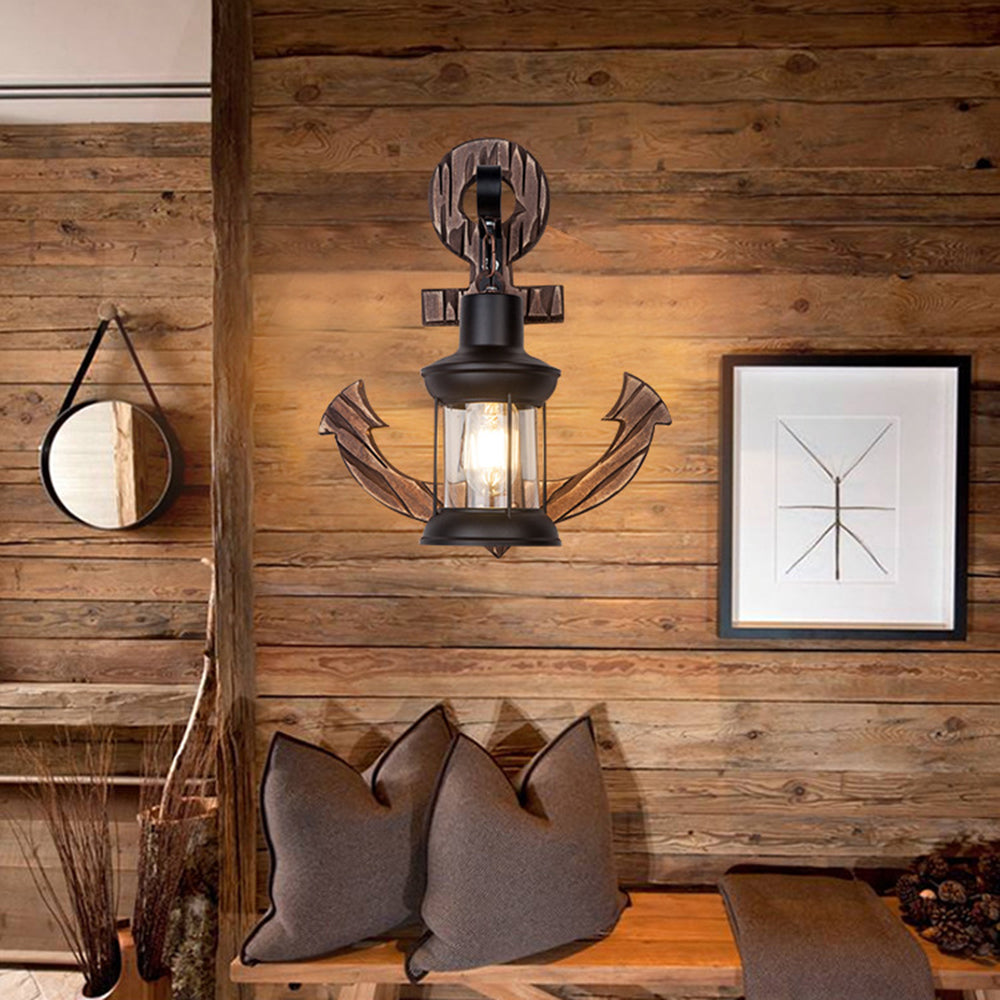 Austin Vintage LED Wall Lamp - Anchor, Dining/Living Room, Metal/Wood