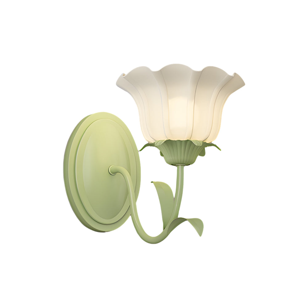 Applique Verde a Tre Fasi Dimmerabile in Vetro con Fiori 1/2-Luce