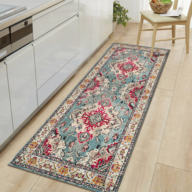 Bohemian Chic Vintage-Style Kitchen Runner - Non-Slip, Stain-Resistant & Machine Washable, For Dining Room, Hallway, Bedroom & Outdoors