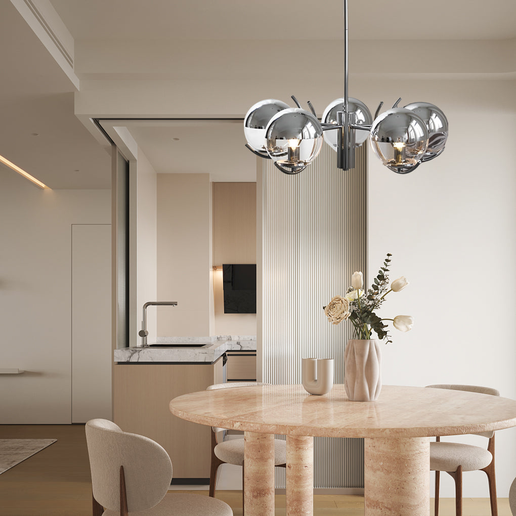 Lámpara de techo nórdica de hierro con globo de vidrio electrochapado de 4/5 luces
