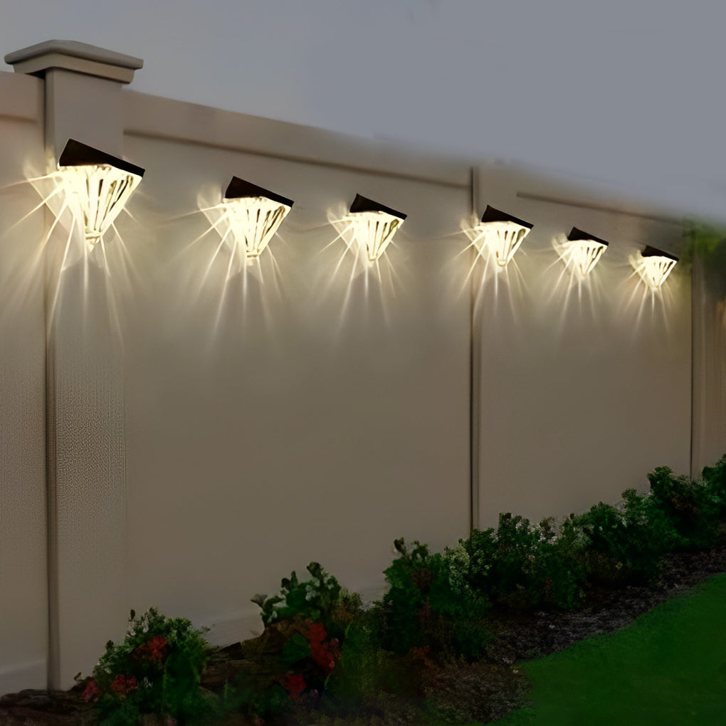 2 Piezas Lámpara de Pared Solar Negra Geométrica LED Impermeable