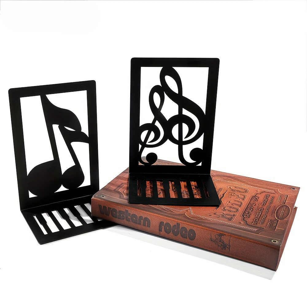 BlackNote - Metal Bookends for Office & Home Decoration, 1 Pair