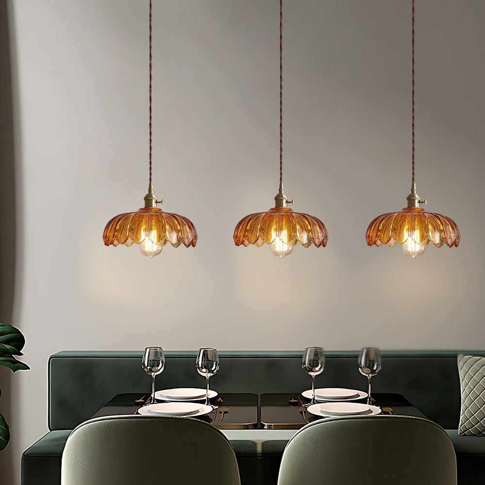 BrassBloom - Lampada a sospensione vintage in vetro e ottone per soggiorno e sala da pranzo