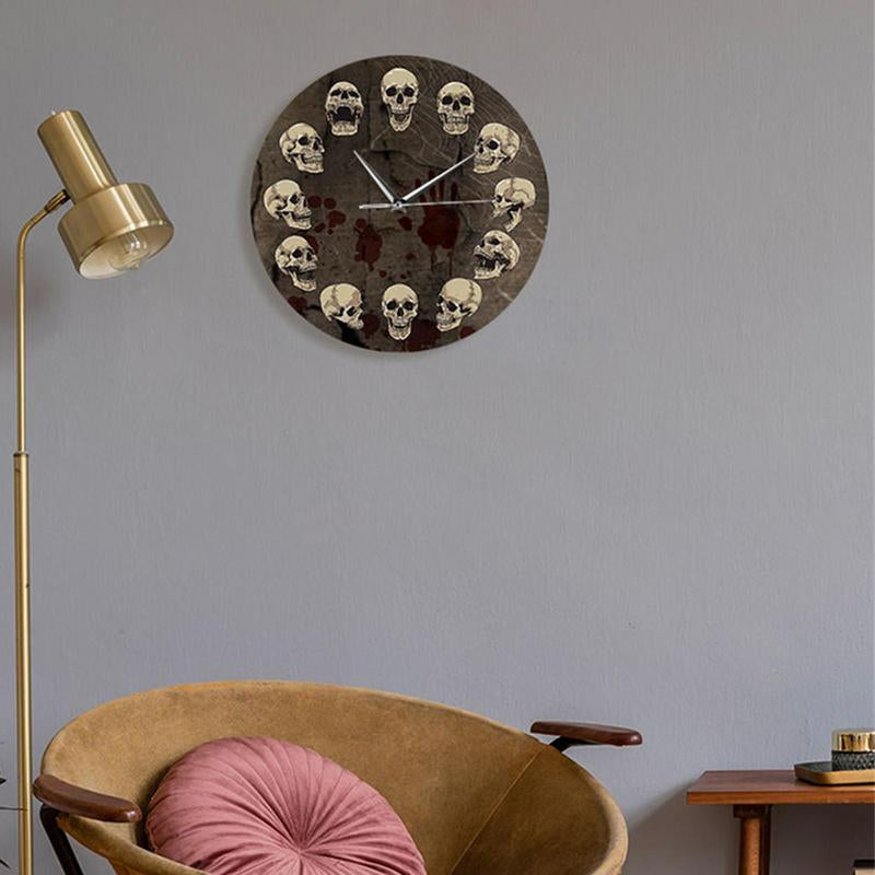 Relógio de parede crânio anatómico - decoração de parede silenciosa em acrílico