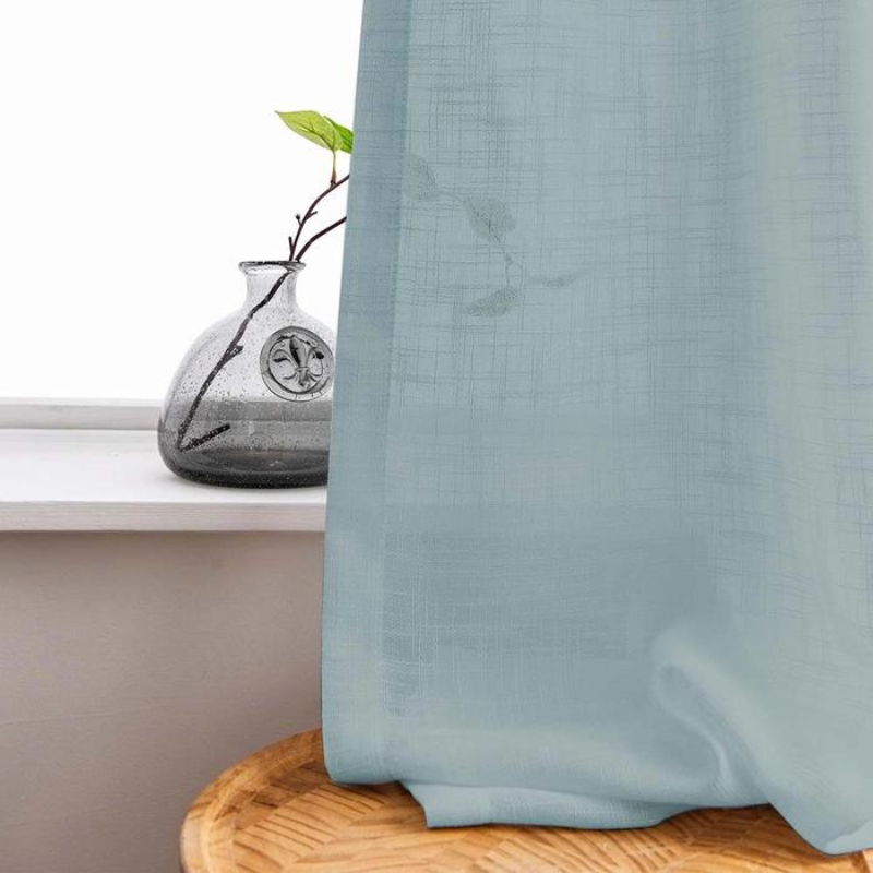 Ela - Cortinas de lino semi-transparentes con capucha suave