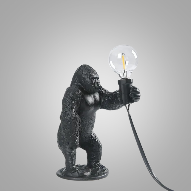 GorillaLux - Unique Gorilla Table Lamp | Modern Animal Lamp with Warm LED Lighting