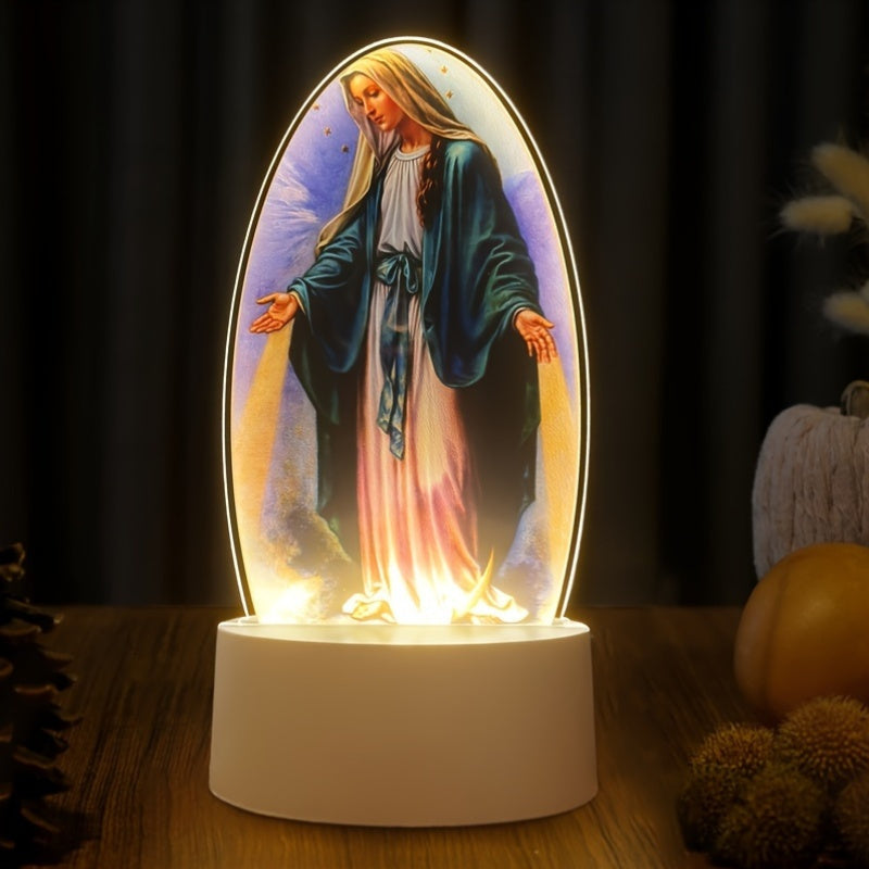 SacredGlow - Virgin Mary Night Light with LED Acrylic Frame, USB Powered