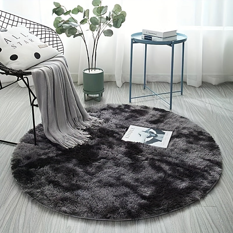 1pc Tappeto Rotondo in Peluche Tie-dye - Morbido e Caldo Tappeto Decorativo per Soggiorno, Camera da Letto e Yoga