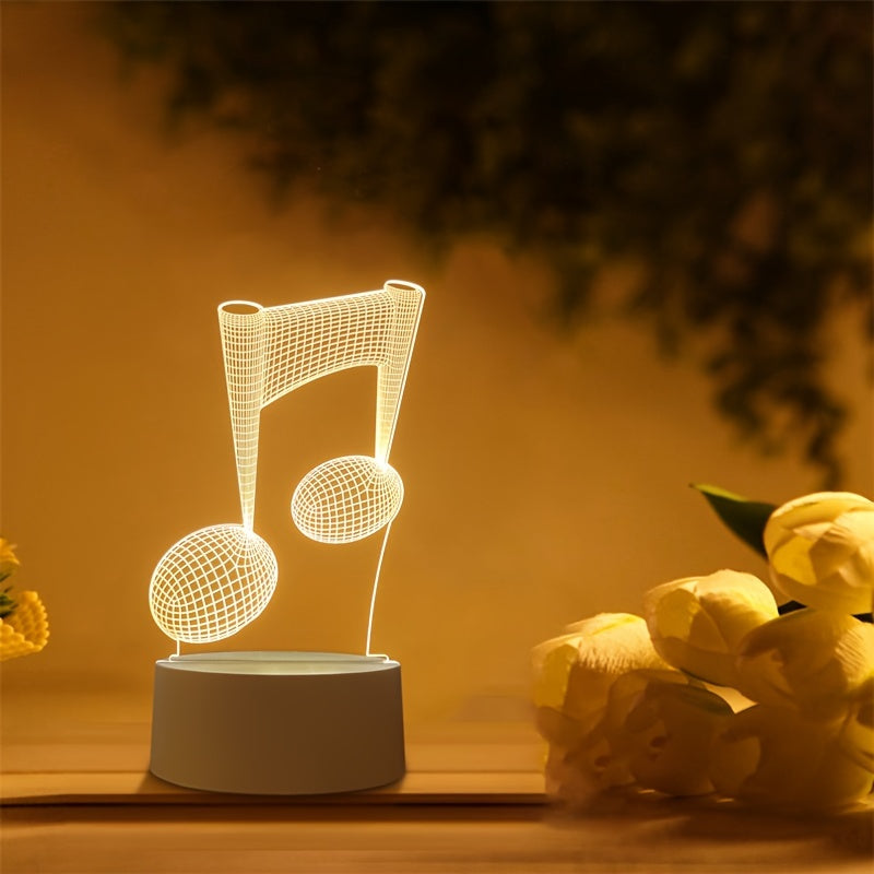 LumiNote - Acrylic Music Note Night Light, 3D LED Frame, USB-Powered