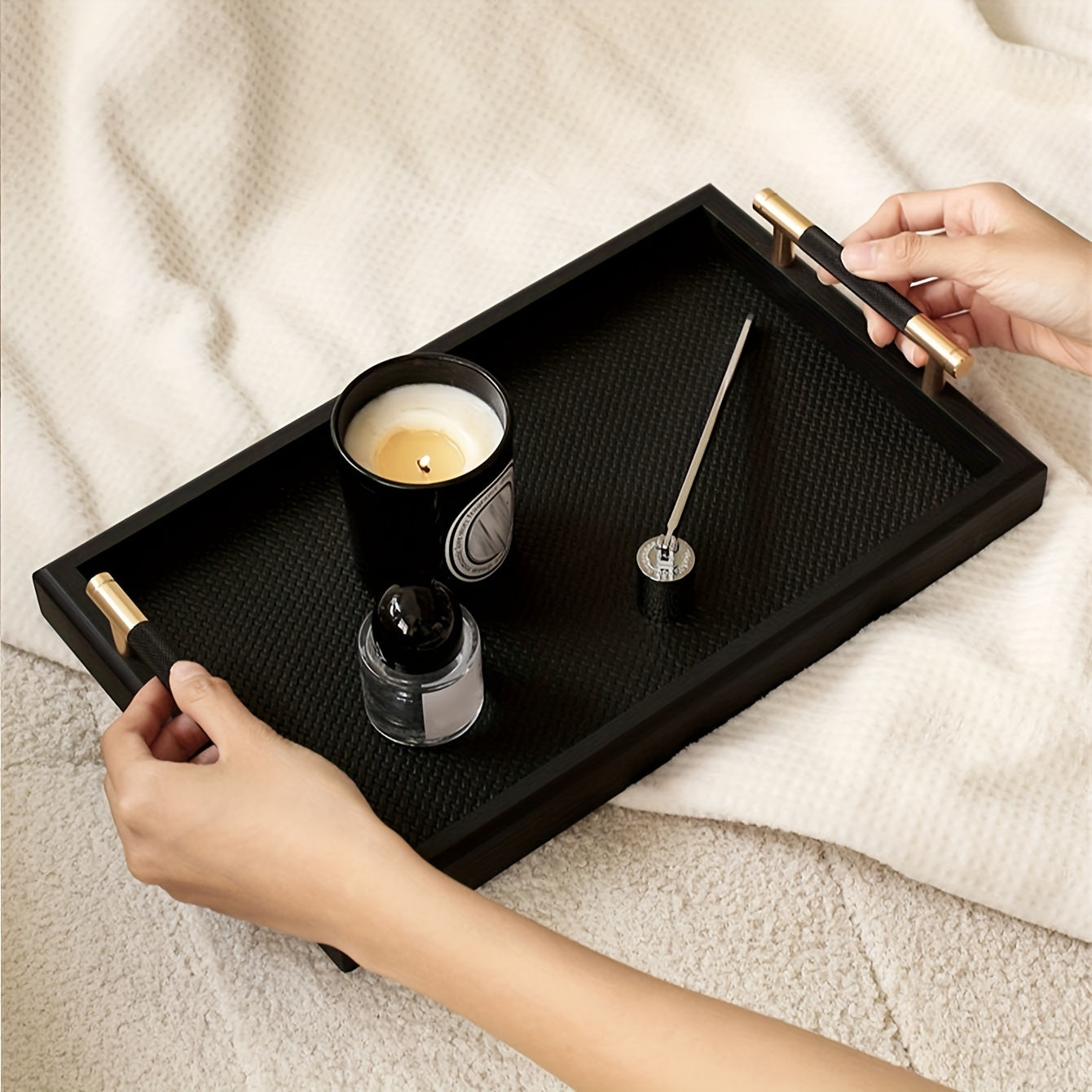WoodBox - Wooden Jewelry Drawer with Handles | Decorative Desk Tray