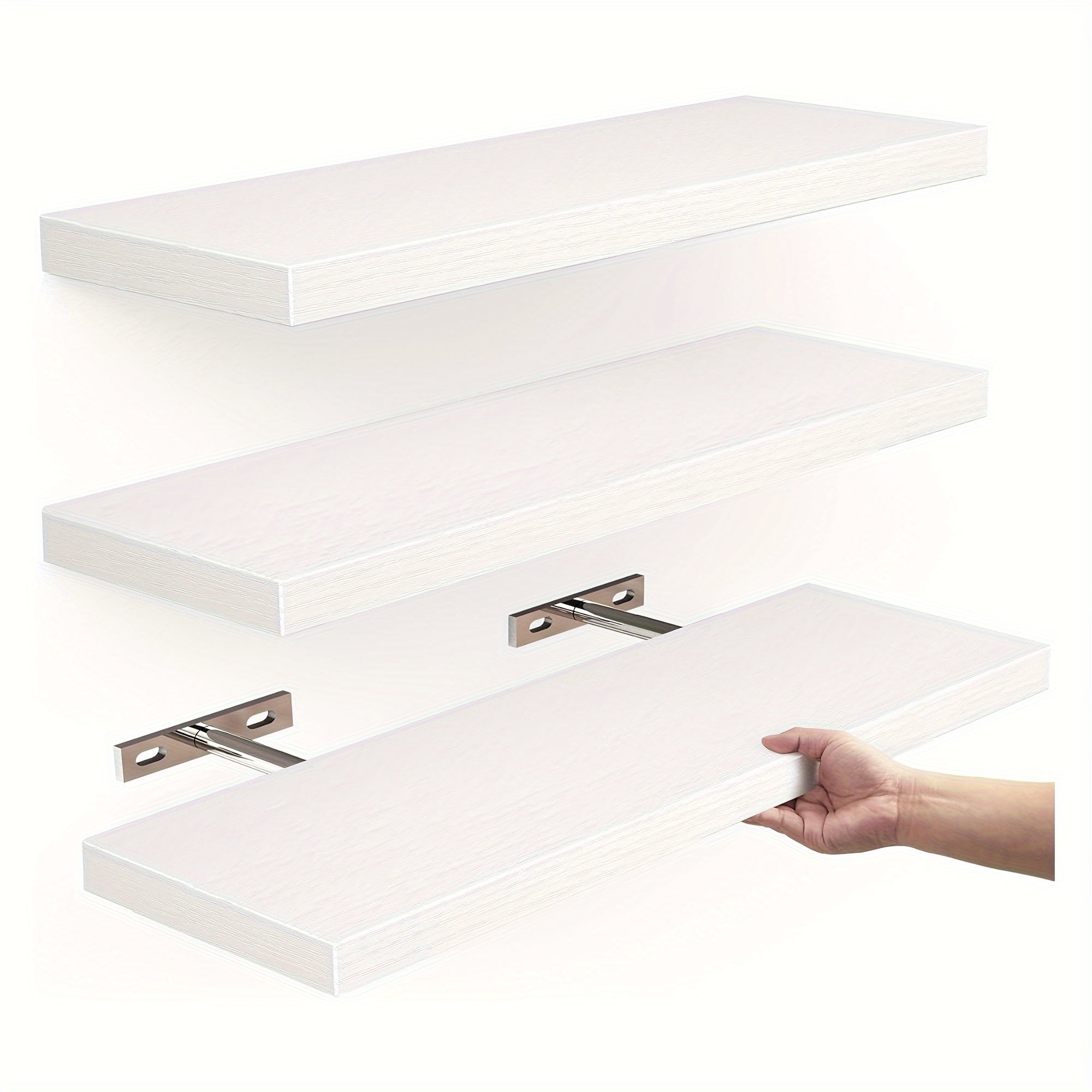 VintageShelf - Set van 3 Zwevende Houten Planken - Rustieke Opbergrekken