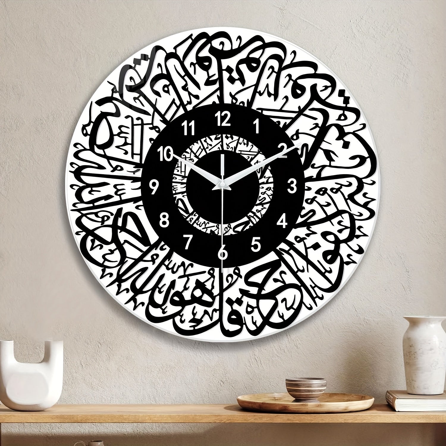 FaithTime - Orologio da parete islamico in vetro temperato, decorazione rotonda silenziosa