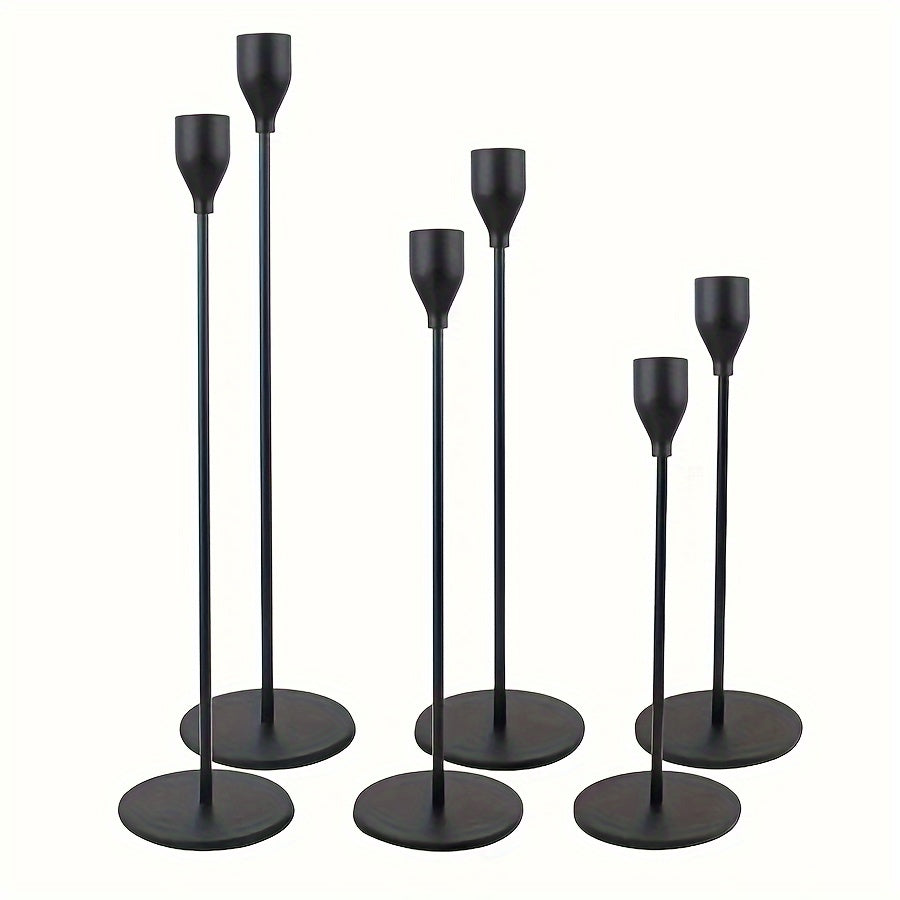 6-piece Set Black/Gold Candlestick - For Restaurant, Wedding, Dinner & Party Decoration