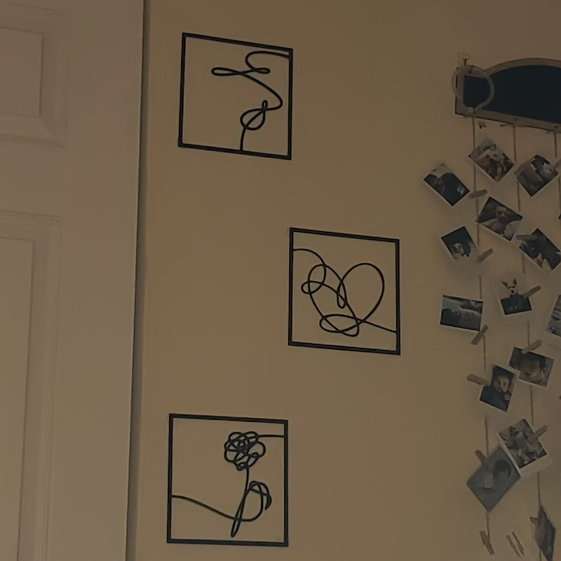 LoveLine - Moderne Metalen Liefdesthema Muursculptuur Set