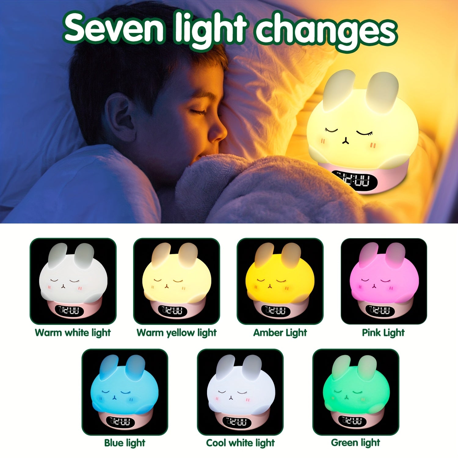 BunnyGlow - Color Changing Night Light and Alarm Clock