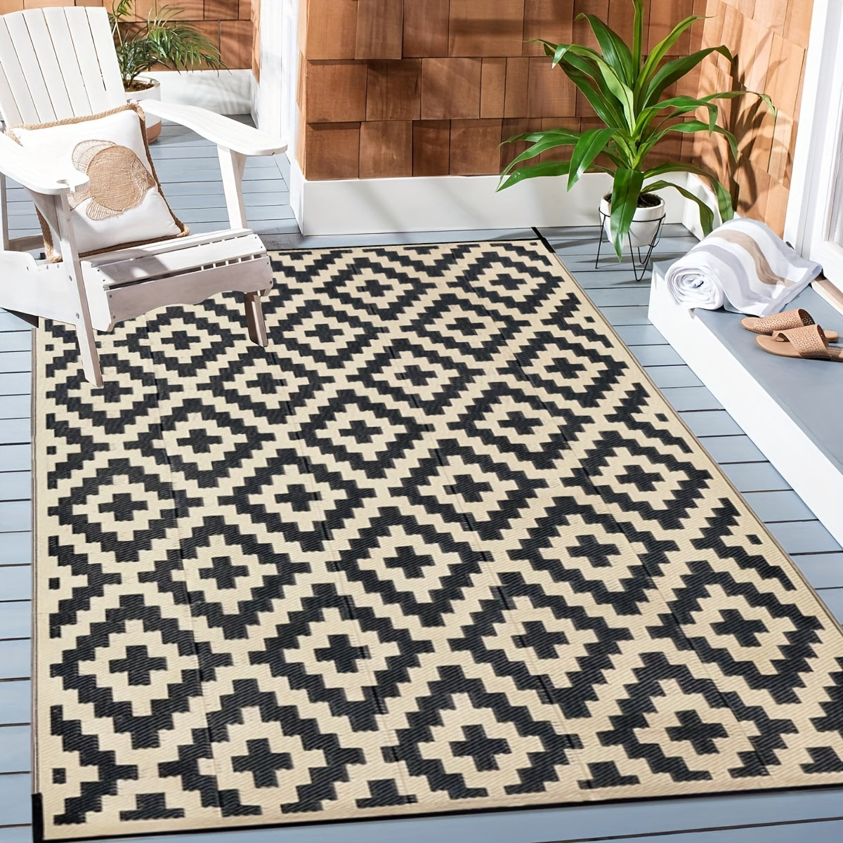 Tappeto Doppia Faccia - Tappeto Moderno in Erba Sintetica per Esterni, Grande Zerbino per Camper, Patio, Giardino, Spiaggia e Campeggio