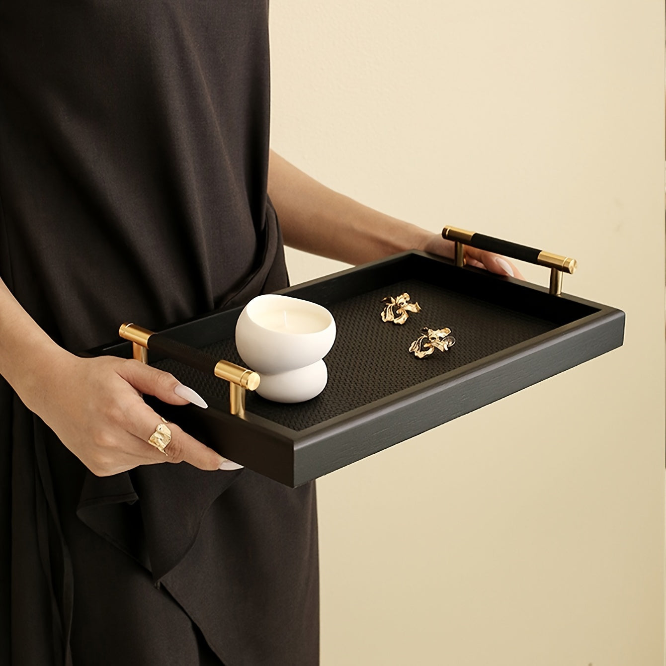 WoodBox - Wooden Jewelry Drawer with Handles | Decorative Desk Tray