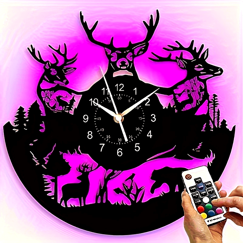 DeerGlow - Orologio da parete in vinile Stille Hert