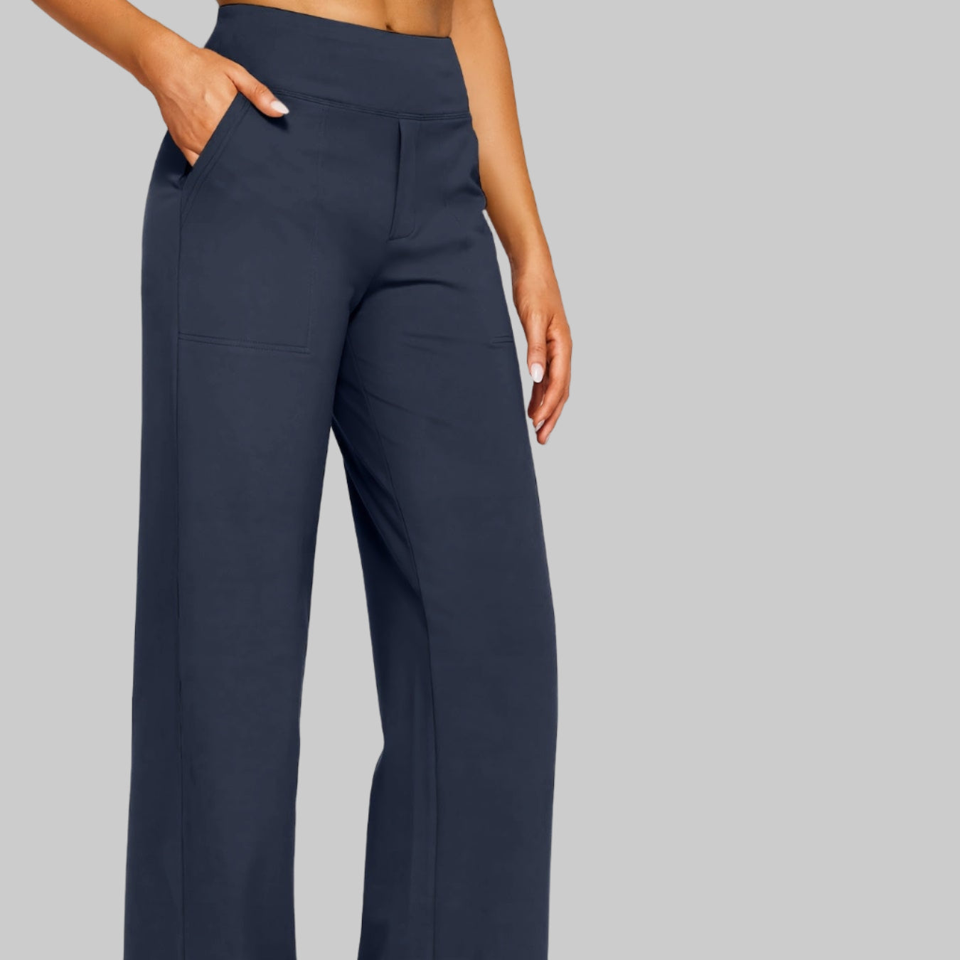 Women's Pants Wide Leg Elegant Stretch Nylon Long Trousers