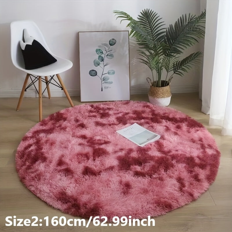 1pc Tappeto Rotondo in Peluche Tie-dye - Morbido e Caldo Tappeto Decorativo per Soggiorno, Camera da Letto e Yoga