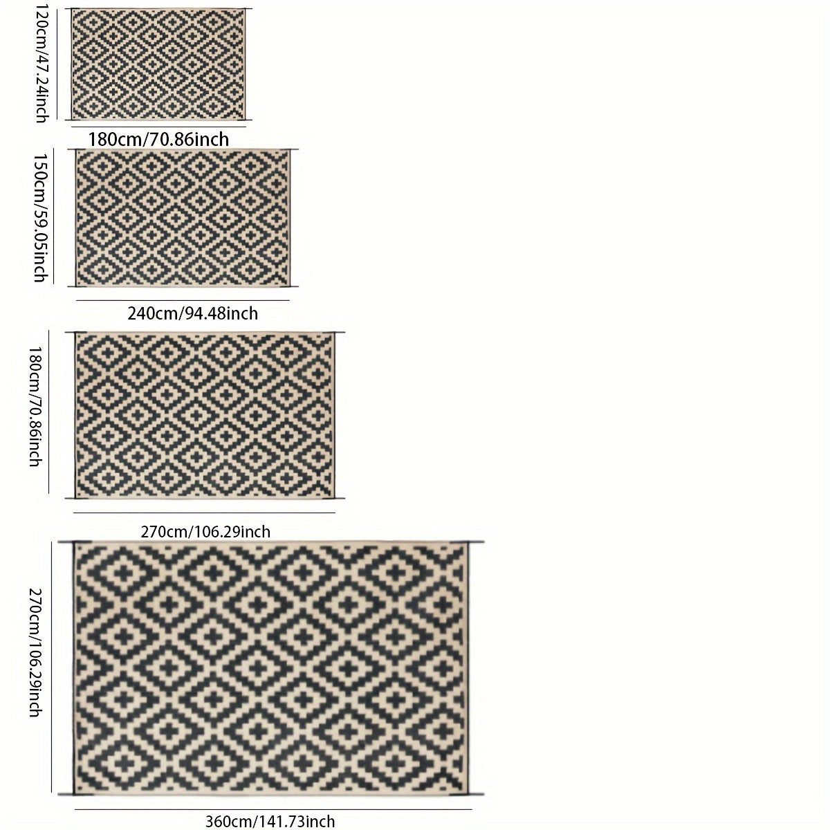 Tappeto Doppia Faccia - Tappeto Moderno in Erba Sintetica per Esterni, Grande Zerbino per Camper, Patio, Giardino, Spiaggia e Campeggio