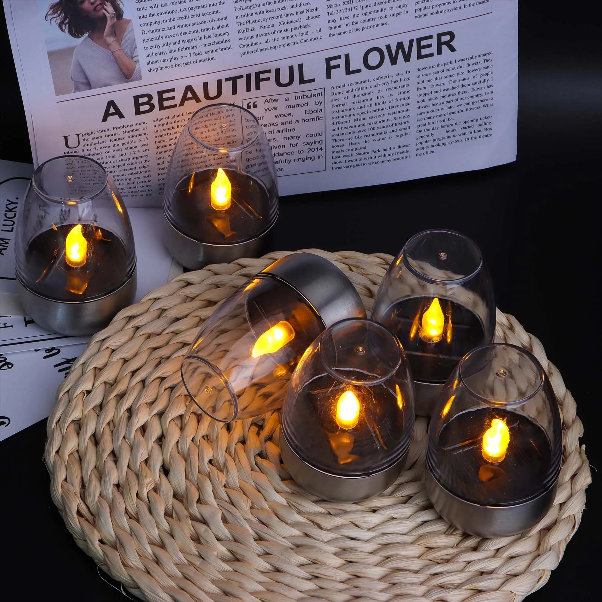 SolarFlame - Velas LED Impermeáveis para Exterior, Energia Solar e Sem Chama