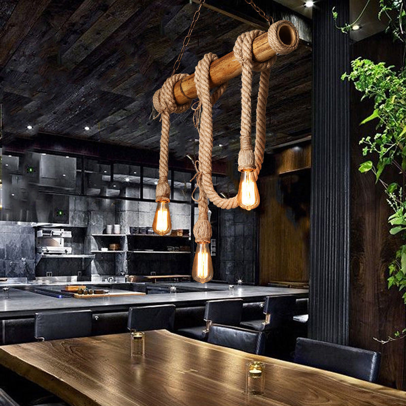 IndustrialBamboo - Verstelbare Plafondlamp met Bamboe en Verstelbaar Touw