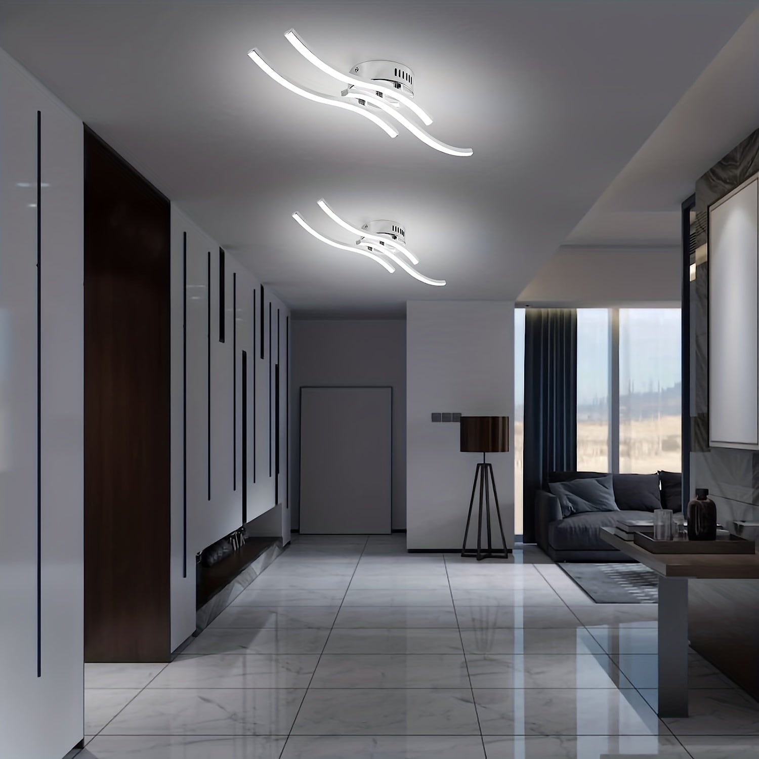 LumaCurve - Dimmable LED Ceiling Lamp with Elegant Curve Design