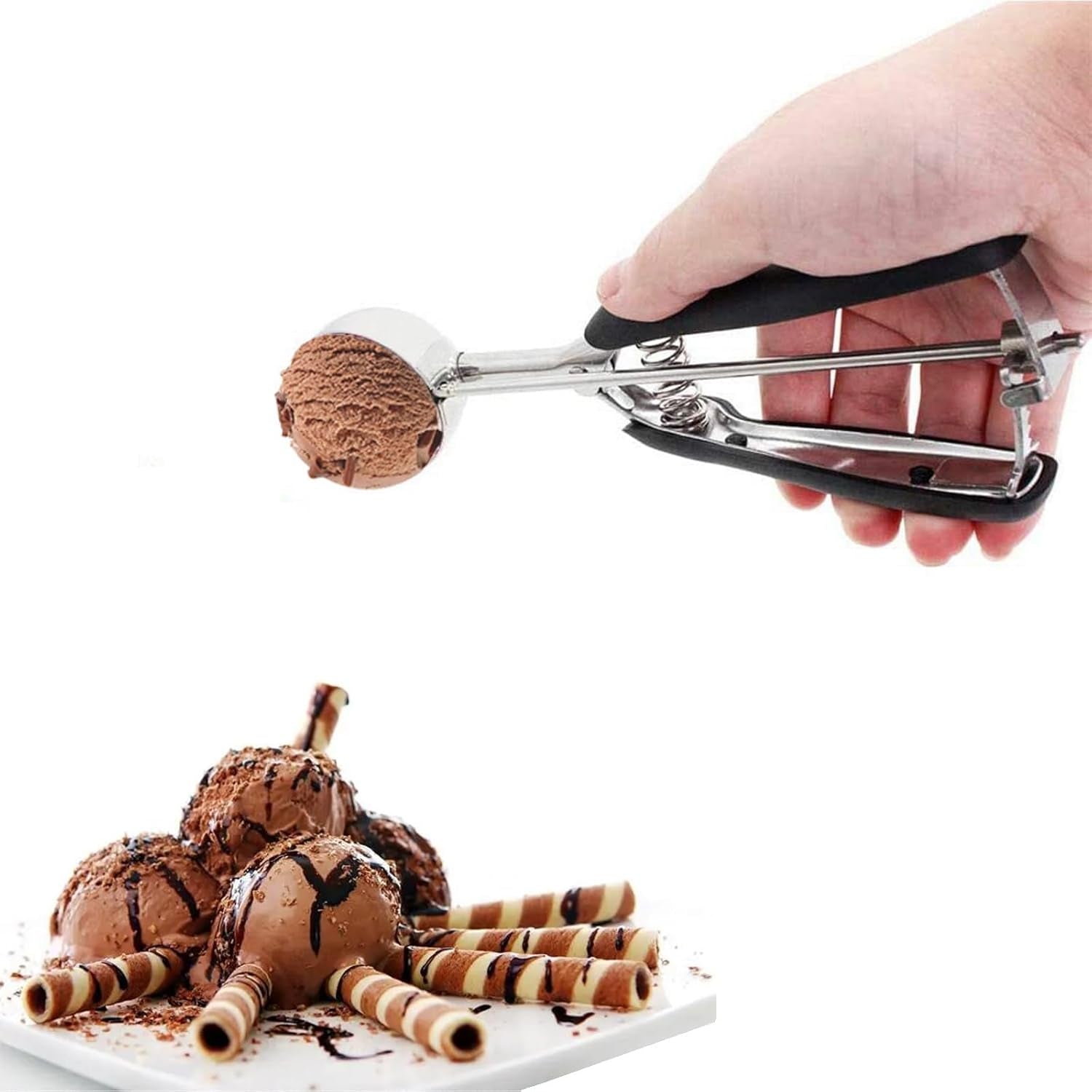 Ice Scoop Set Stainless Steel Clamp Handle Baking Portioning