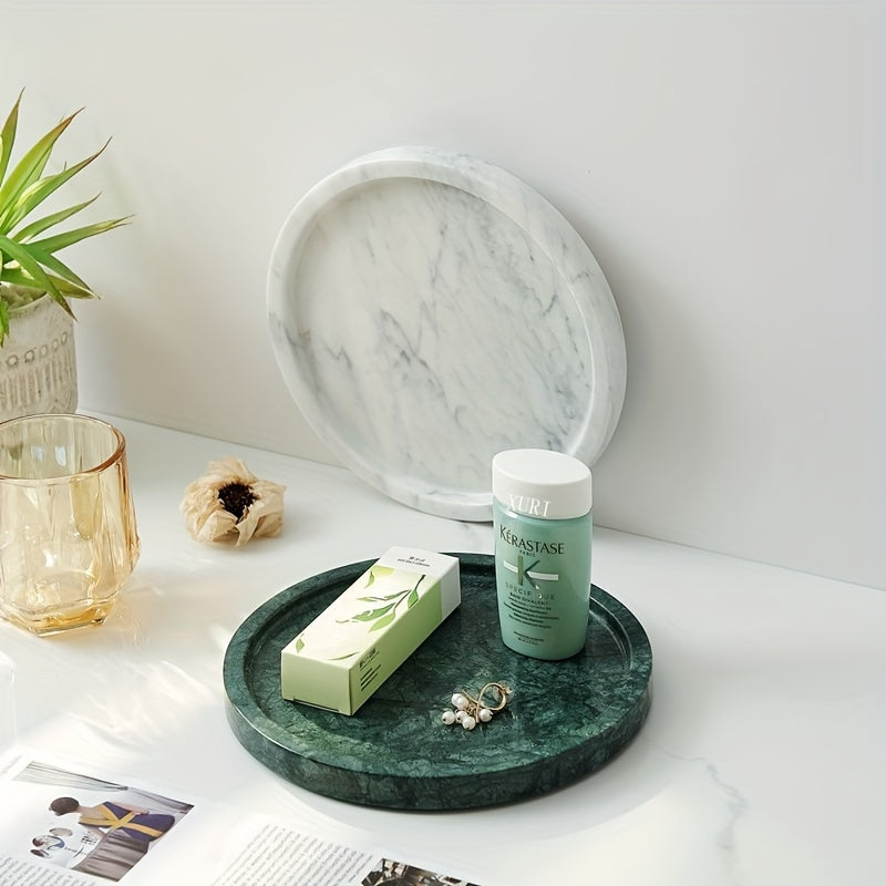 MarbleTray - Tabuleiro Redondo de Mármore 8 Polegadas | Polido para Decoração e Armazenamento