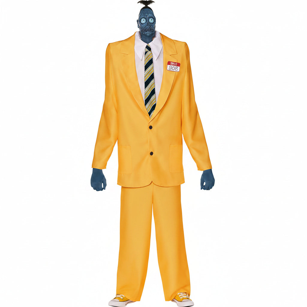 Fato de Halloween Masculino Completo Amarelo Divertido Carnaval