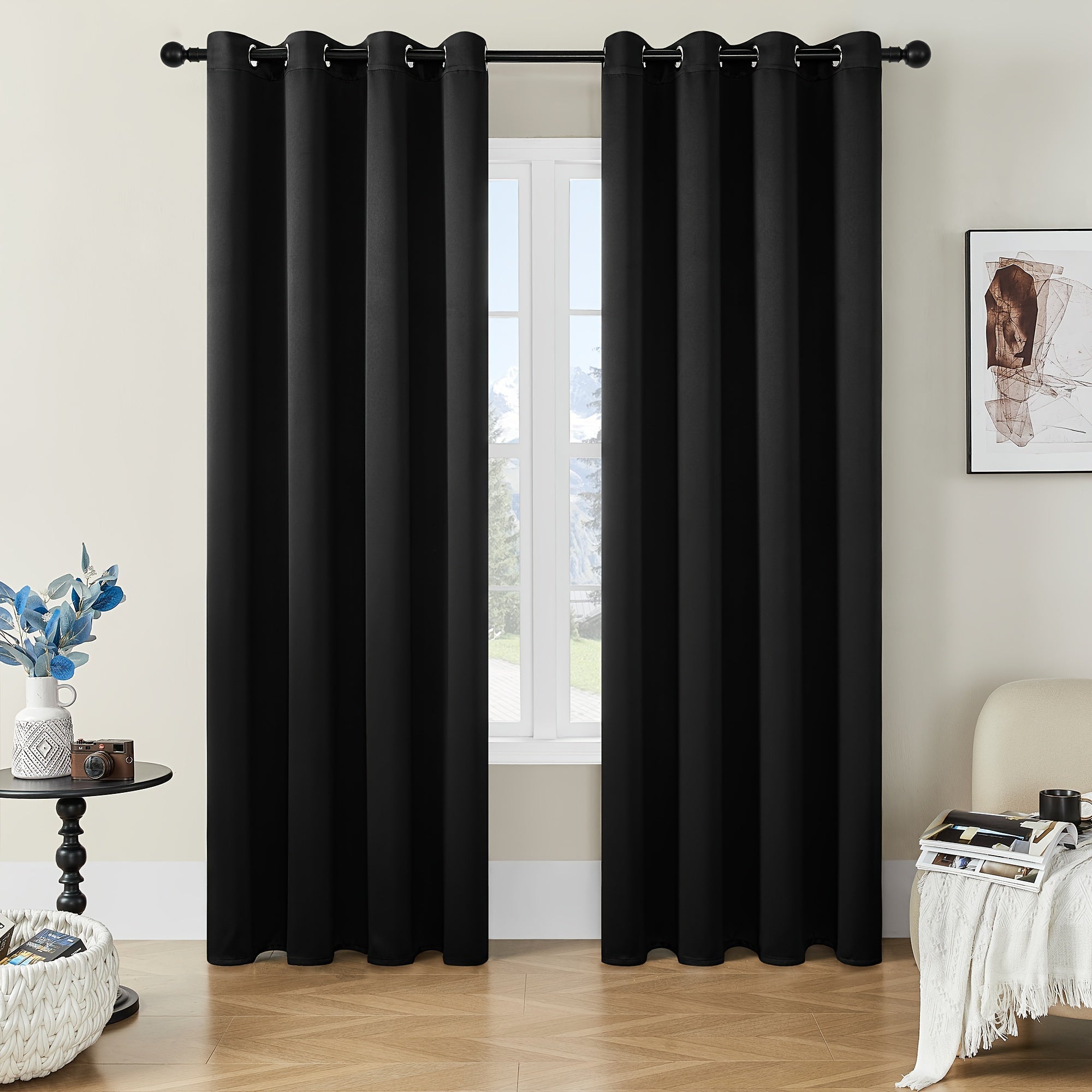 Verduisterende Gordijnen - 2 Stuks Moderne Polyester Gordijnen met Thermische Isolatie en Oogjes