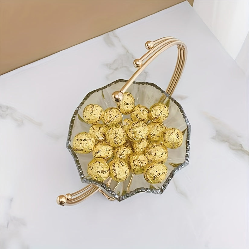 MoonServe - Fruteira Metálica Lunar - Obra de Arte Geométrica Feita à Mão