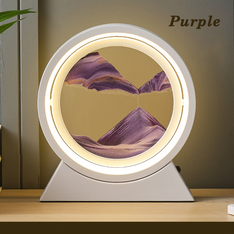 LumiSand - 3D Moving Sand Painting LED Table Lamp, Glass Sand Scene Night Light, Romantic Home Decor