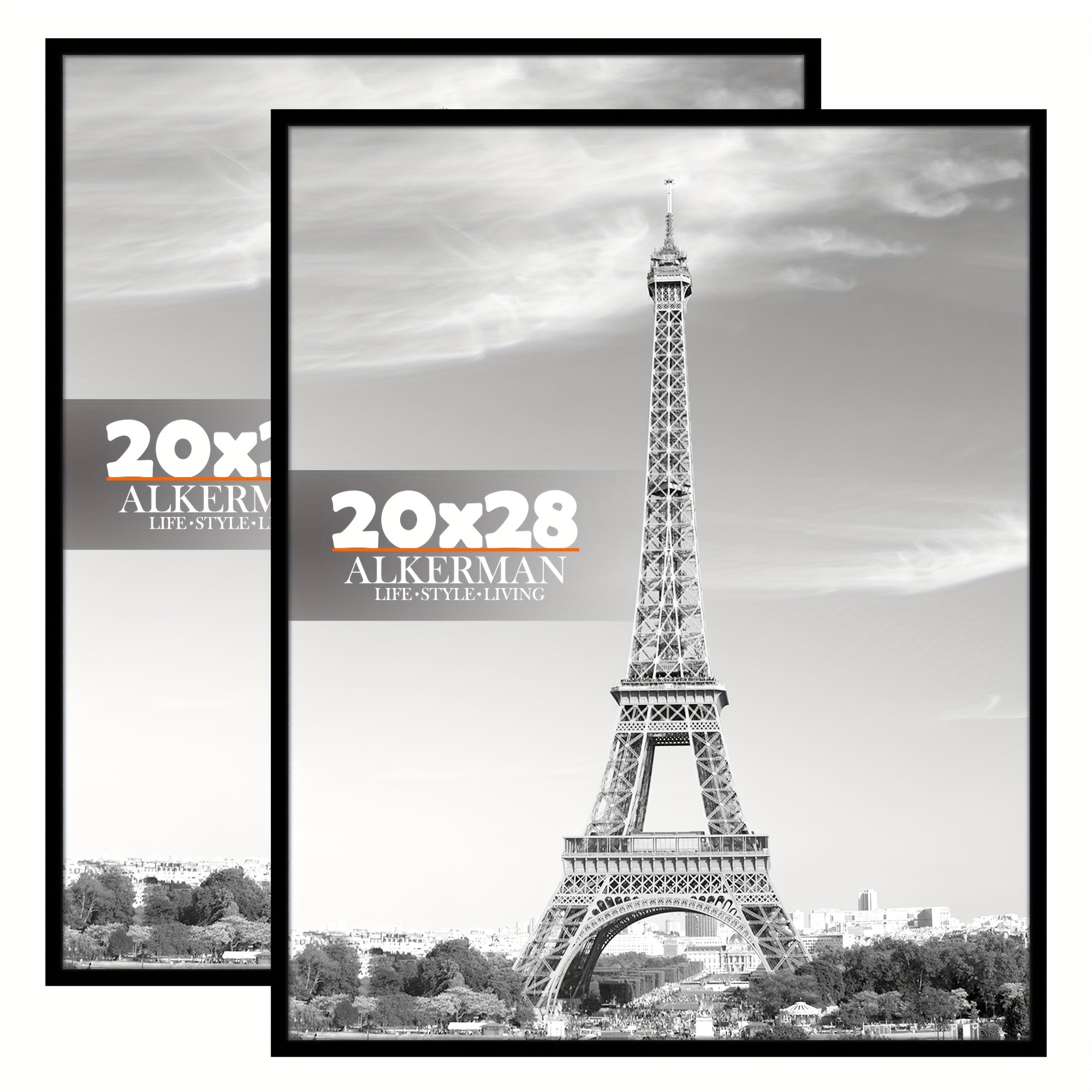 2 Pieces Classic Black Photo Frames with Protection - Wall Mounting for Posters, Pictures, and Artwork, Ideal for Home and Office