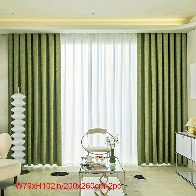 Aifish Glam Style Jacquard Velvet Curtains - 2-pack 90% Blackout and Heat Insulating