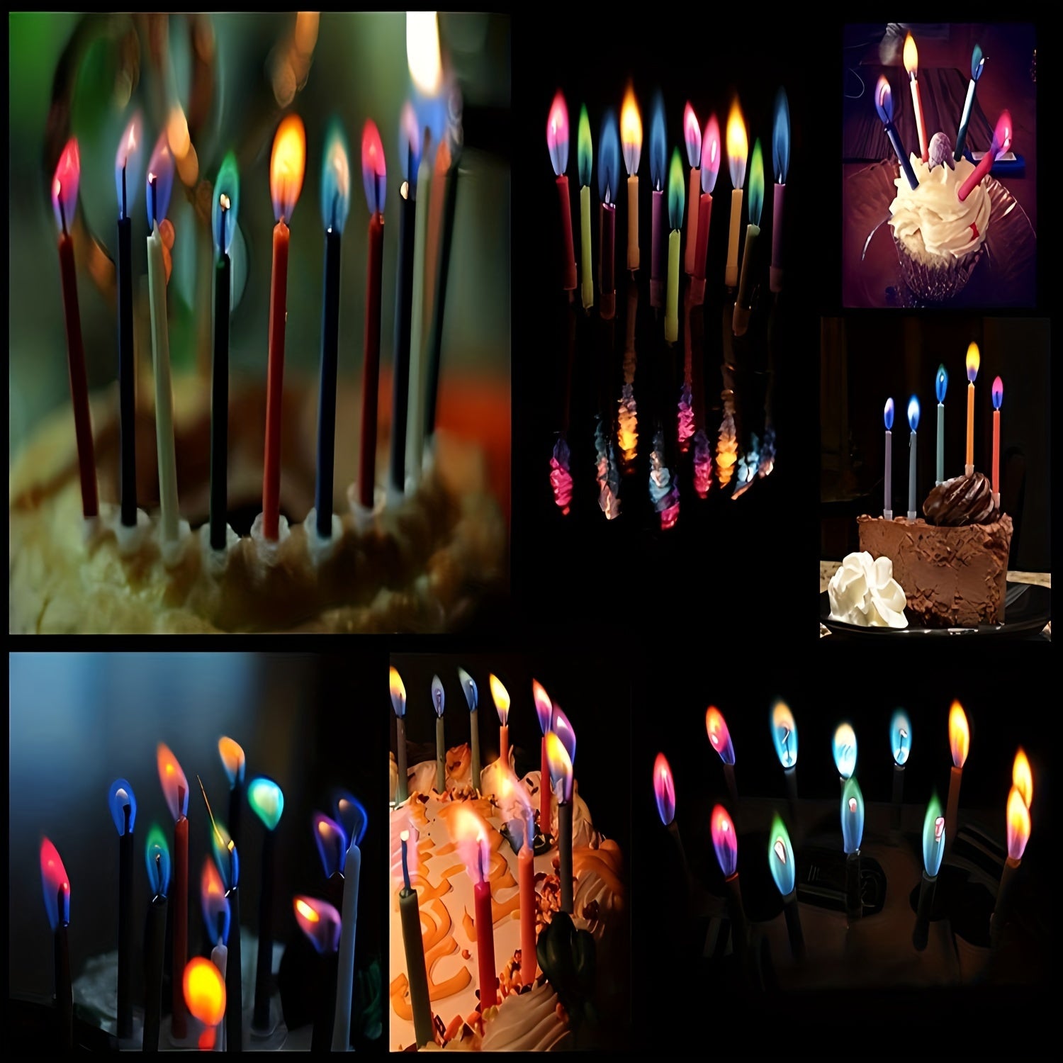 Velas de Aniversário Colorflame com Suporte – Cores Vivas para Aniversário, Jubileu, Casamento e Festas