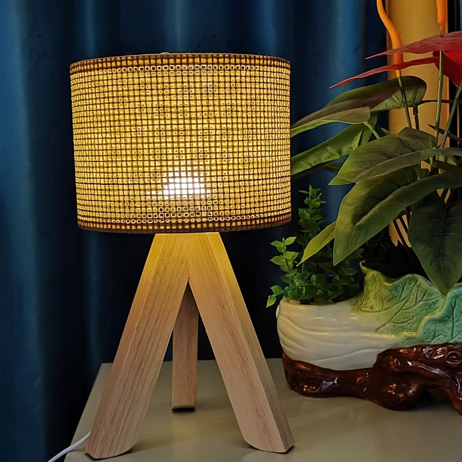DecoLight - Rustic Wooden Table Lamp with USB Power Supply