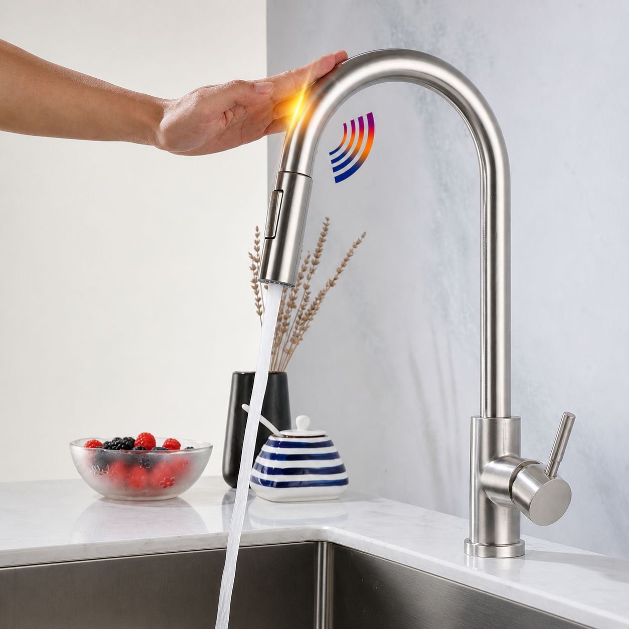 Kitchen Faucet Stainless Steel Pull Out Spray Modern Mixer Tap