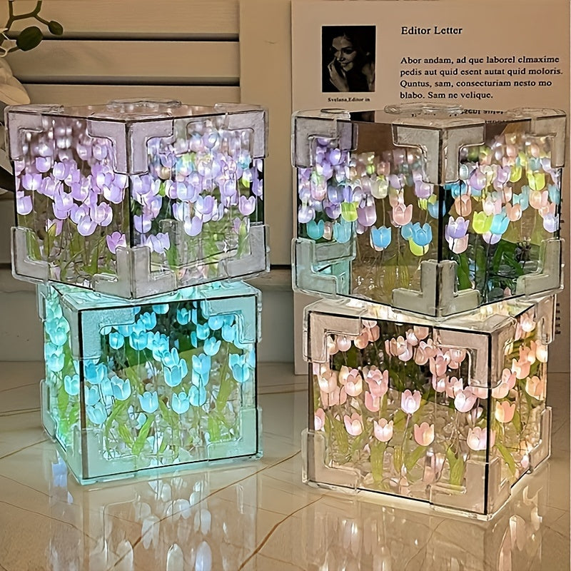 TulipGlow - Handmade Tulip LED Night Lamp and Mirror