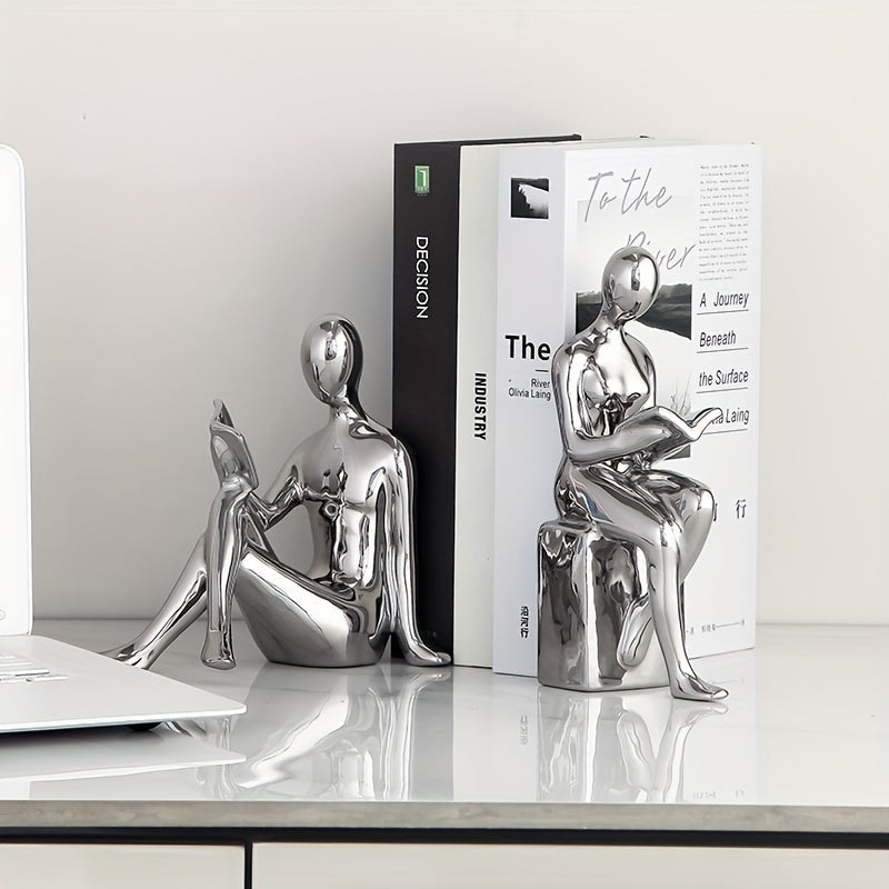 LuxeCeramic - Keramische Boekensteunen - Abstract Ontwerp voor Woonkamer en Kantoor