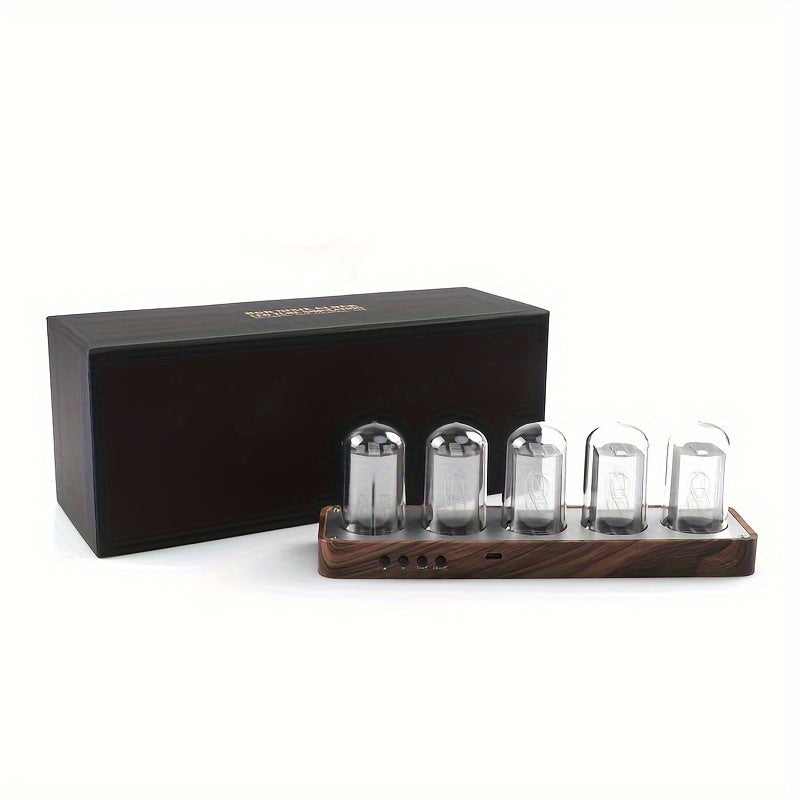 ClocTeck Nixie Tube Clock - Retro Digital Desk Clock, Supports Wi-Fi Time Calibration (Walnut Color)