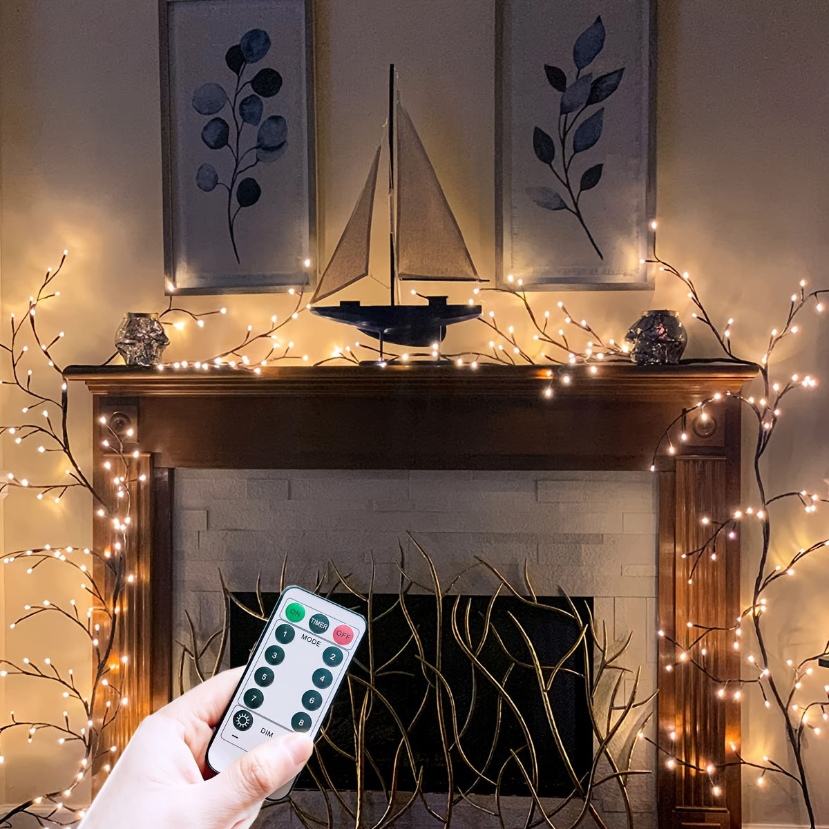 WillowLicht - 1 Piece 72/96 LED Flexible Willow Branch Lighting with 8 Light Modes