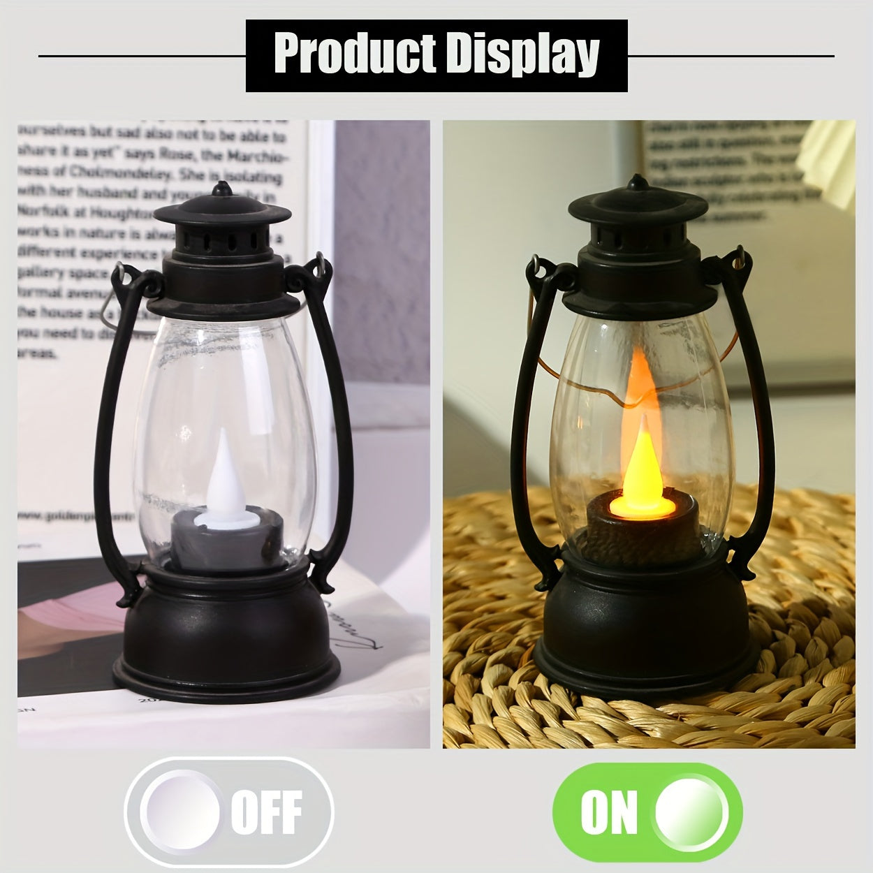 NostalgicLight - Charming LED Kerosene-Style Lamp with Batteries, Nostalgic Yellow Flame