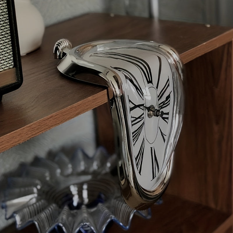Surrealistische Gebogen Romeinse Wandklok - Stijlvolle Smeltende Klok voor Thuisdecoratie